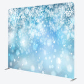 Lofaris Bokeh Snowflake Blue Christmas Tension Fabric Backdrop